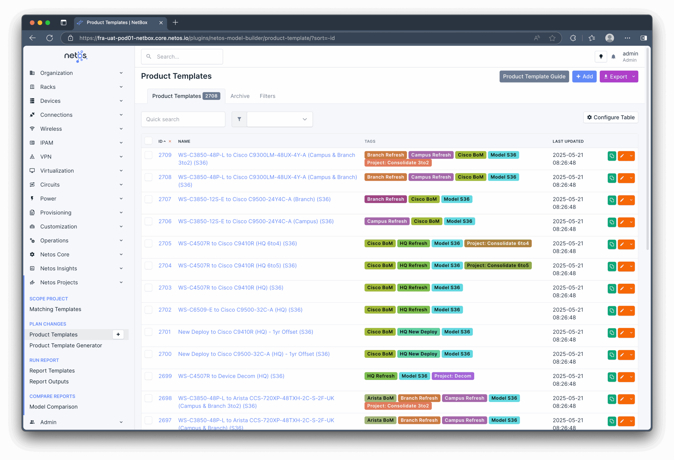 Pricing records, BoMs, vendor quotes, procurement options in Netos